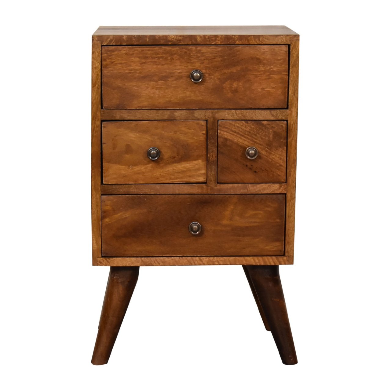 4 Drawer Multi Chestnut Bedside - The Sturdy Wood Company