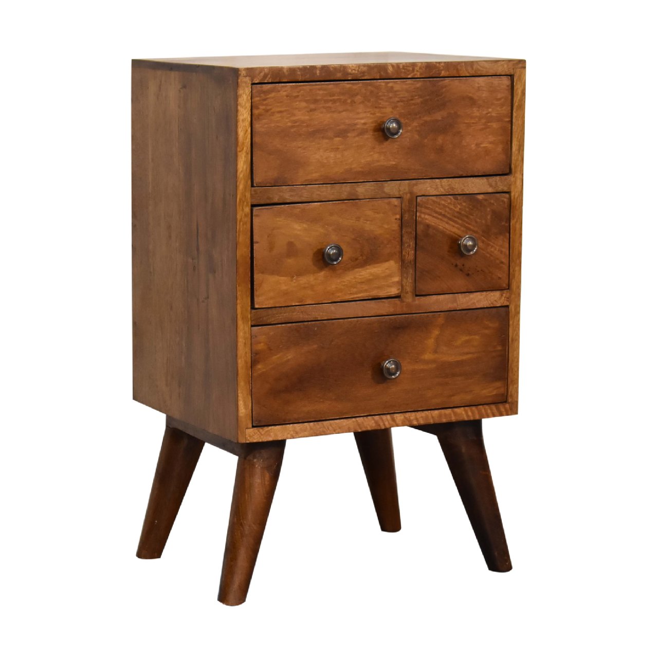 4 Drawer Multi Chestnut Bedside - The Sturdy Wood Company