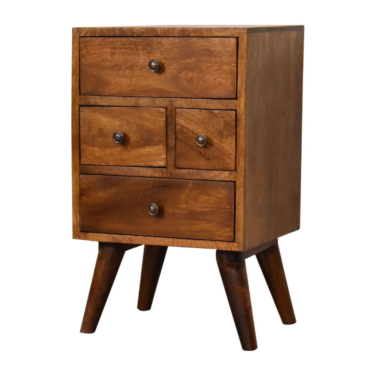 4 Drawer Multi Chestnut Bedside - The Sturdy Wood Company