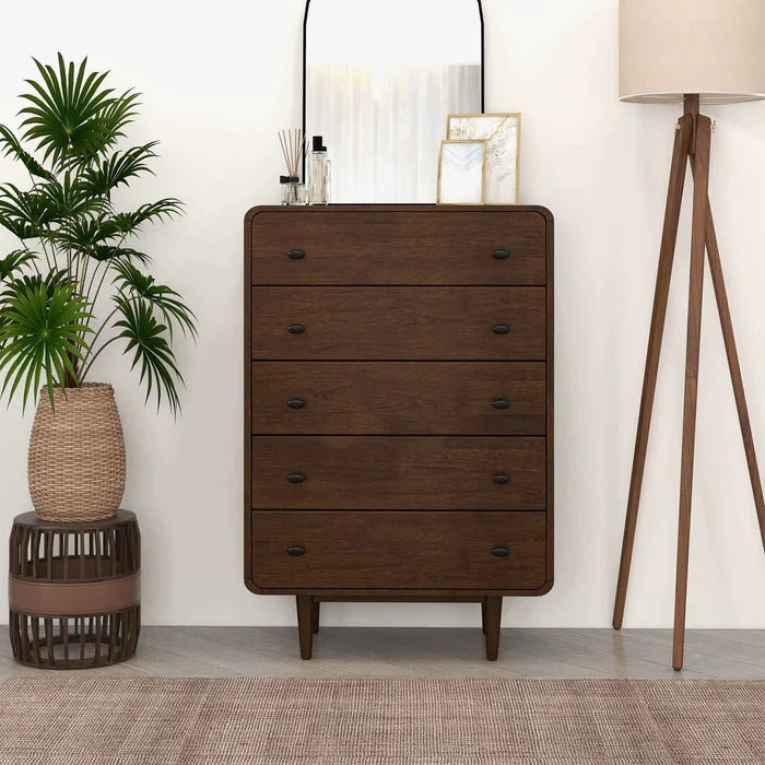 Alexa Mid Century Modern Dresser 5 Drawer - The Sturdy Wood Company