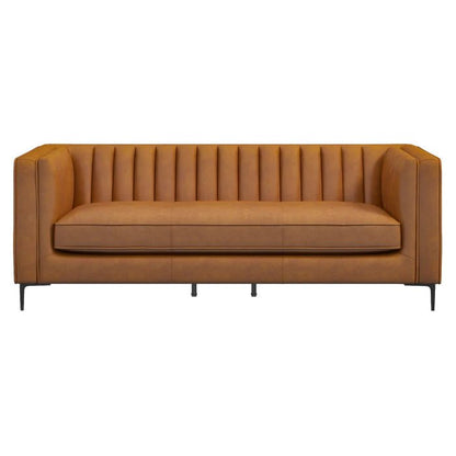 Angelina Cognac PU Leather Sofa 84" - The Sturdy Wood Company