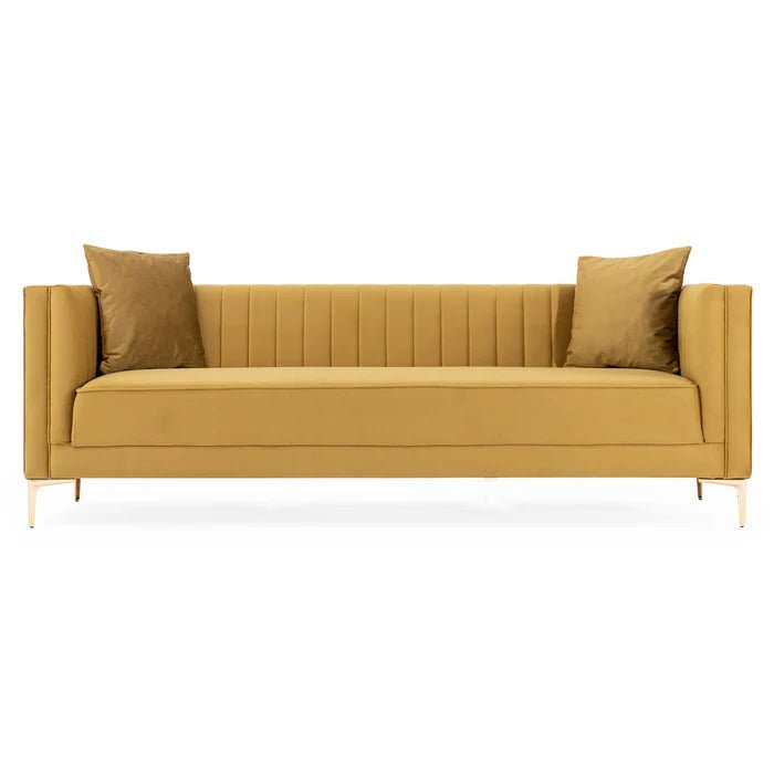 Angelina Sofa 91" (Yellow Mustard Velvet) - The Sturdy Wood Company