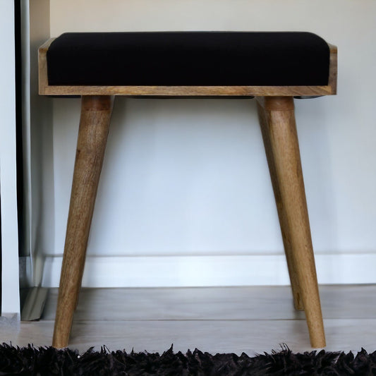 Black Velvet Tray Style Footstool - The Sturdy Wood Company