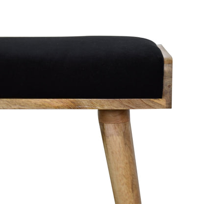 Black Velvet Tray Style Footstool - The Sturdy Wood Company