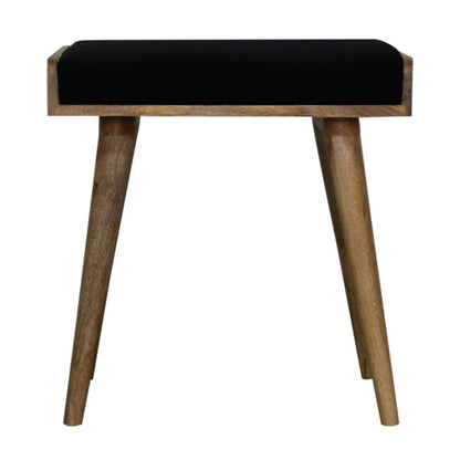 Black Velvet Tray Style Footstool - The Sturdy Wood Company