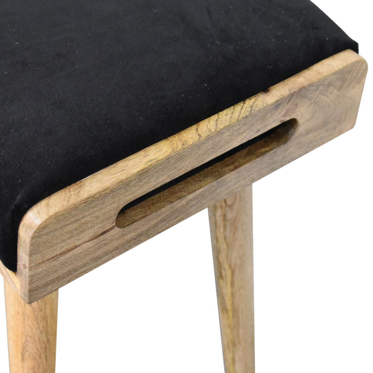 Black Velvet Tray Style Footstool - The Sturdy Wood Company