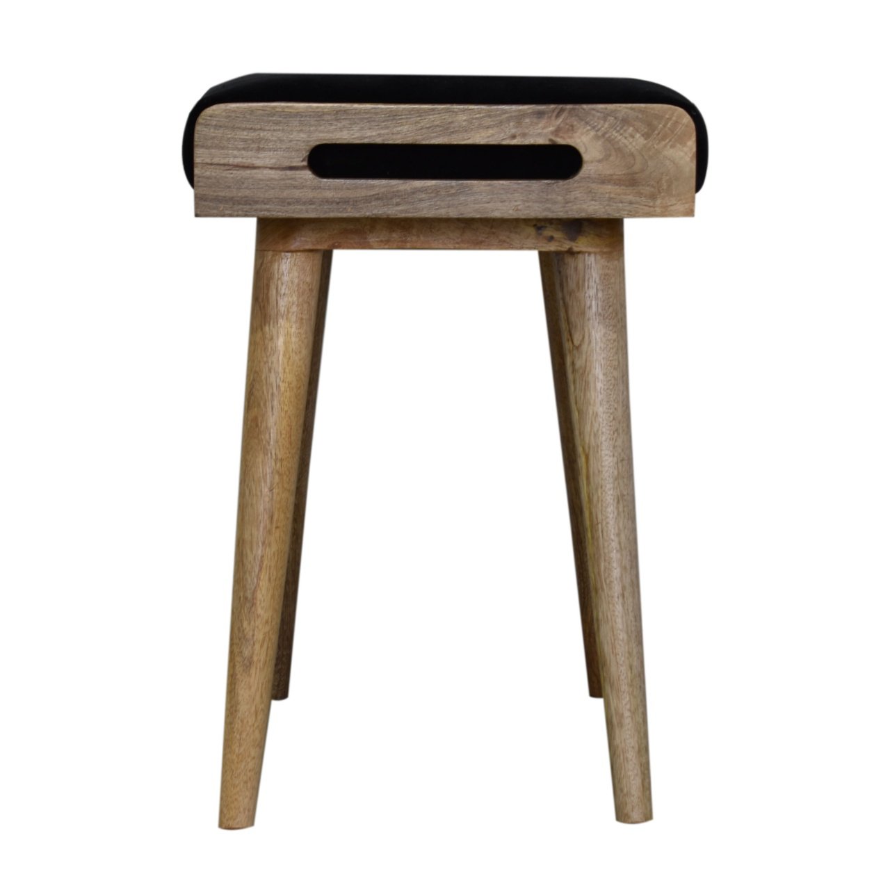 Black Velvet Tray Style Footstool - The Sturdy Wood Company