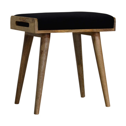 Black Velvet Tray Style Footstool - The Sturdy Wood Company