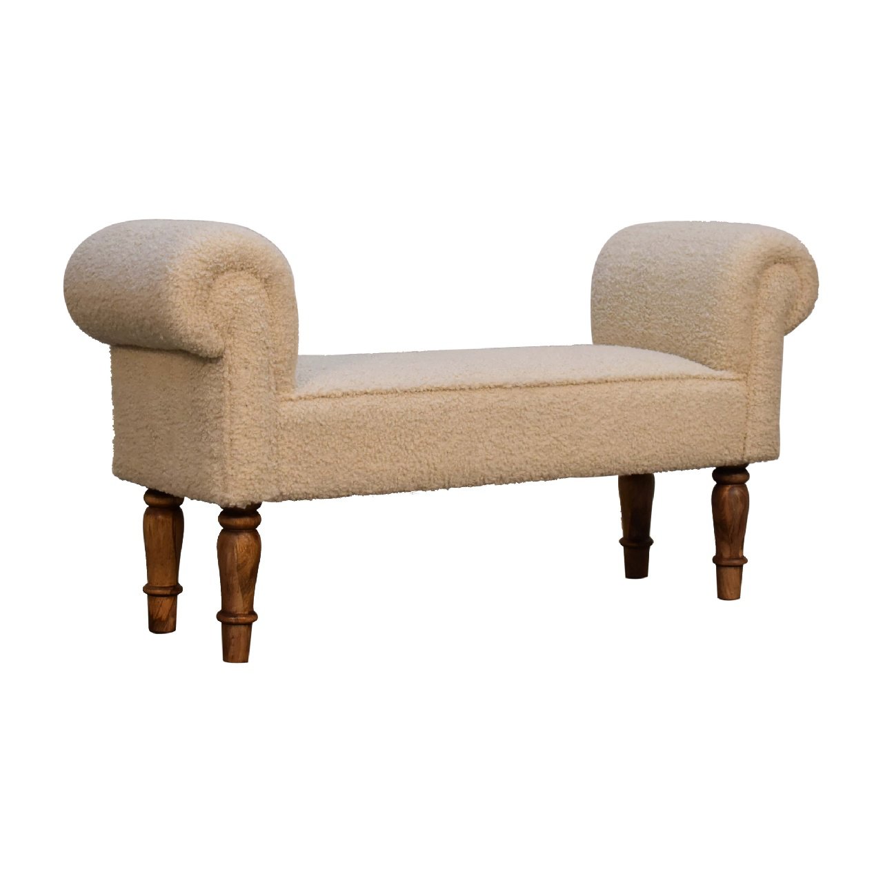 Boucle Cream Bench - The Sturdy Wood Company