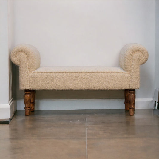 Boucle Cream Bench - The Sturdy Wood Company