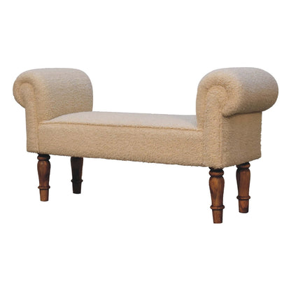 Boucle Cream Bench - The Sturdy Wood Company