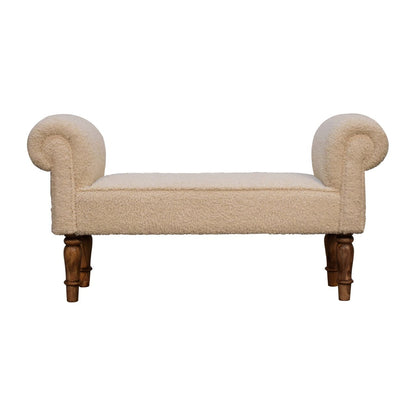 Boucle Cream Bench - The Sturdy Wood Company