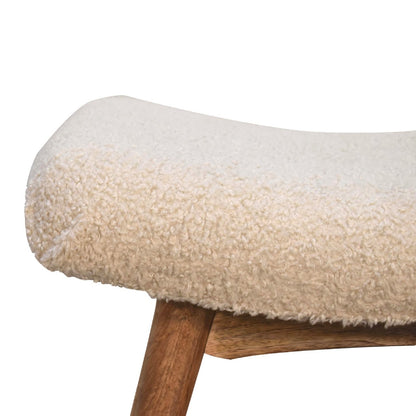 Boucle Cream Curved Bench - The Sturdy Wood Company