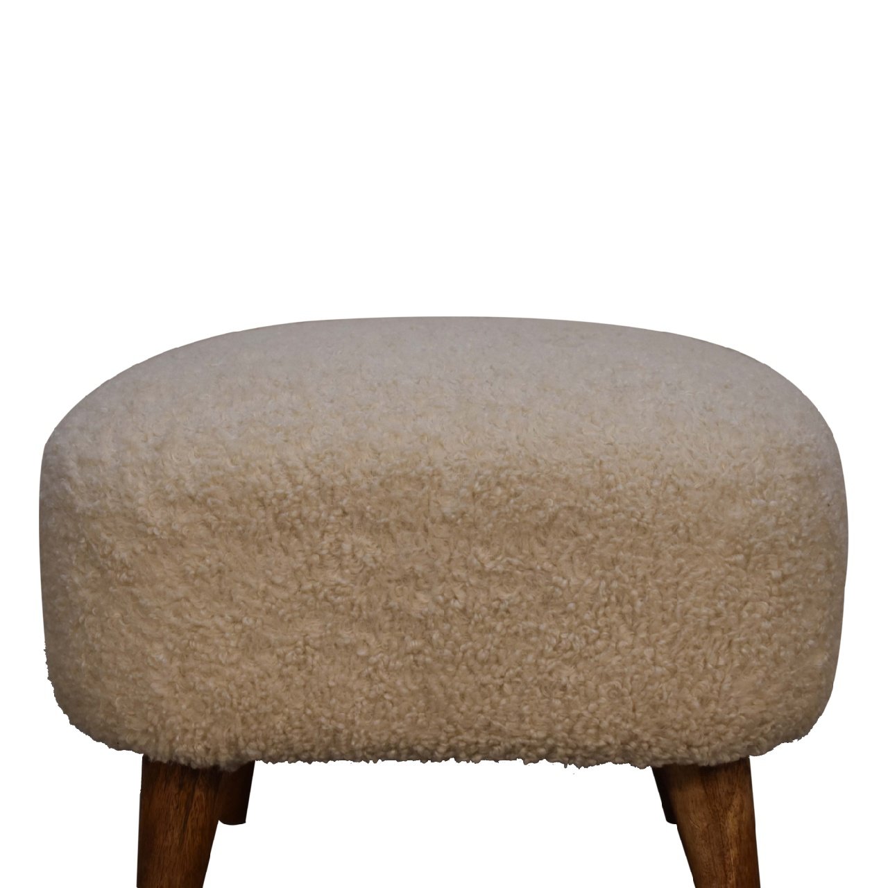 Boucle Cream Square Footstool - The Sturdy Wood Company