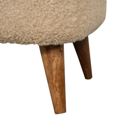 Boucle Cream Square Footstool - The Sturdy Wood Company