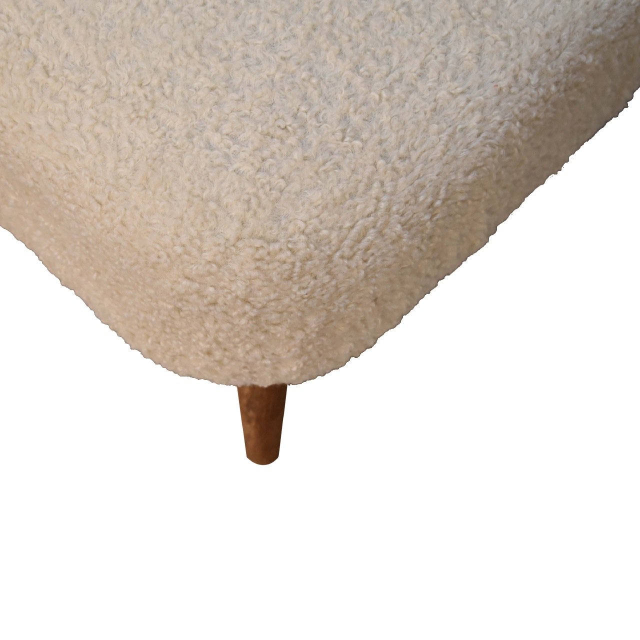 Boucle Cream Square Footstool - The Sturdy Wood Company