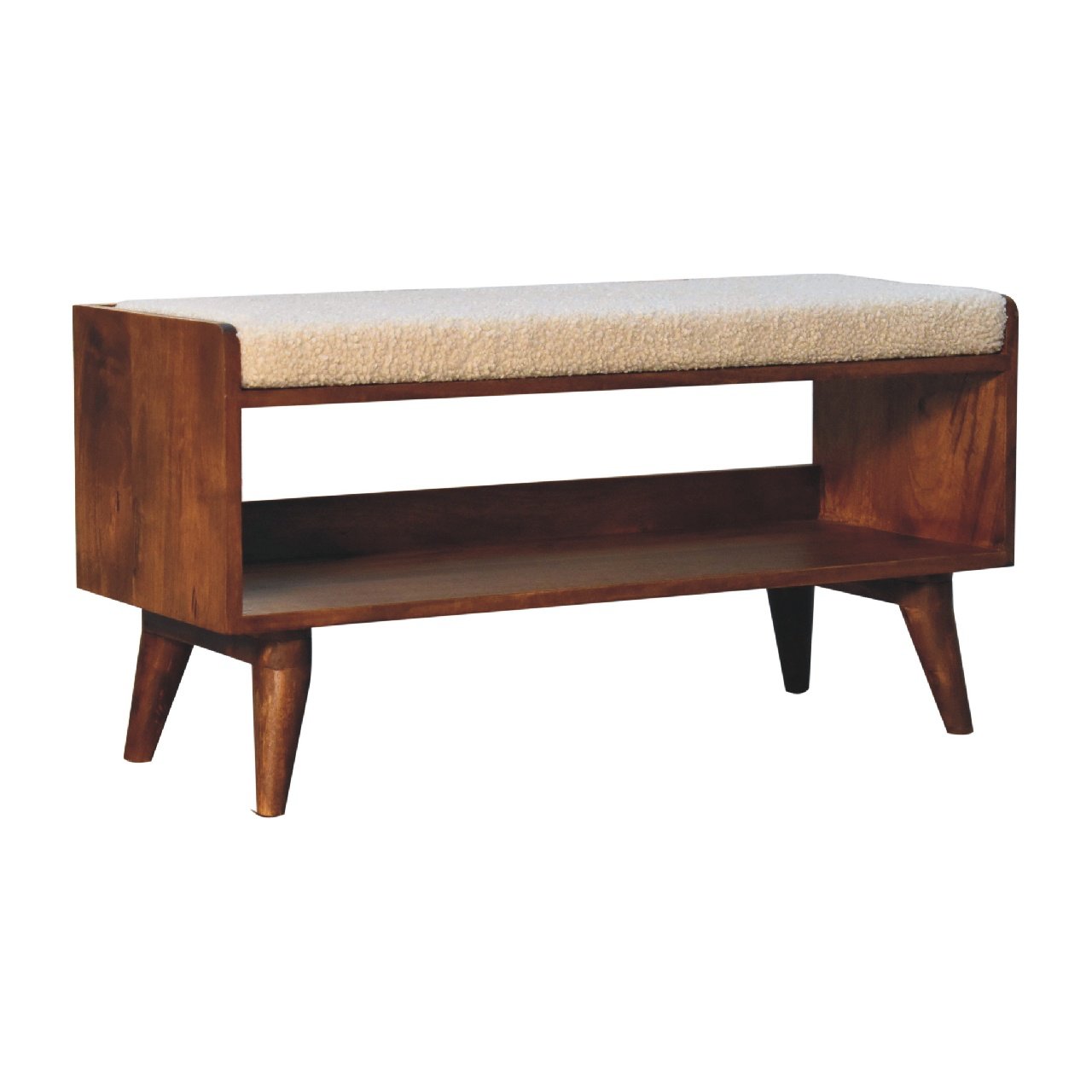 Boucle Nordic Storage Bench - The Sturdy Wood Company