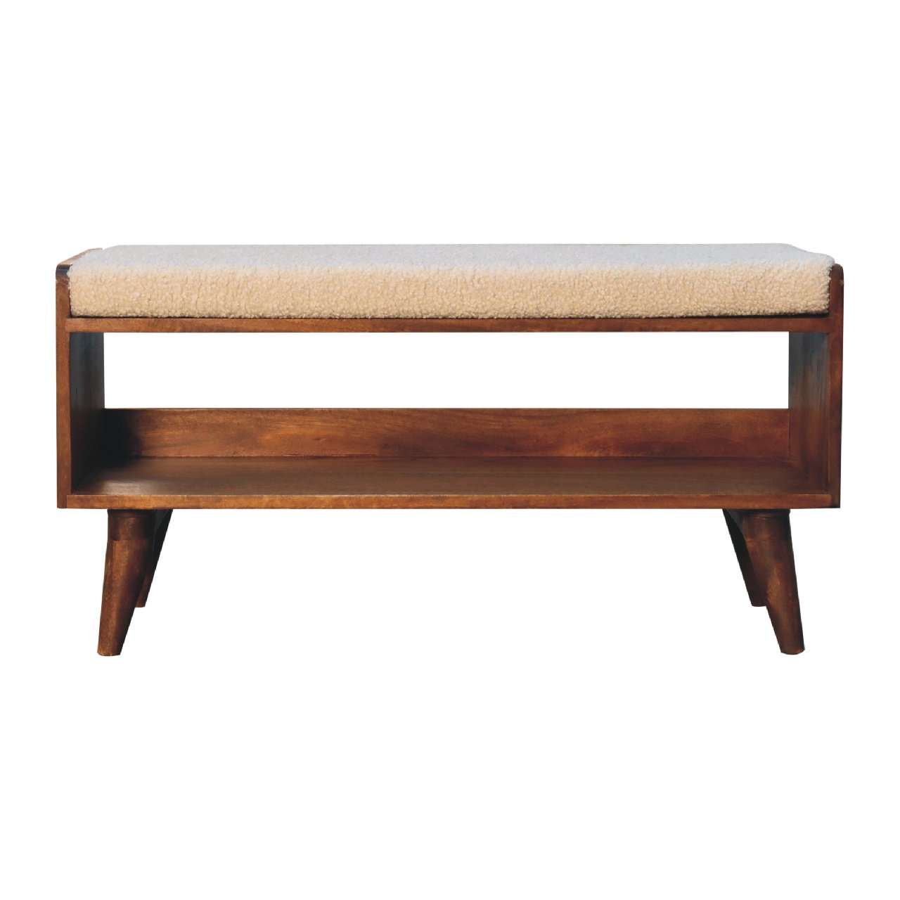 Boucle Nordic Storage Bench - The Sturdy Wood Company