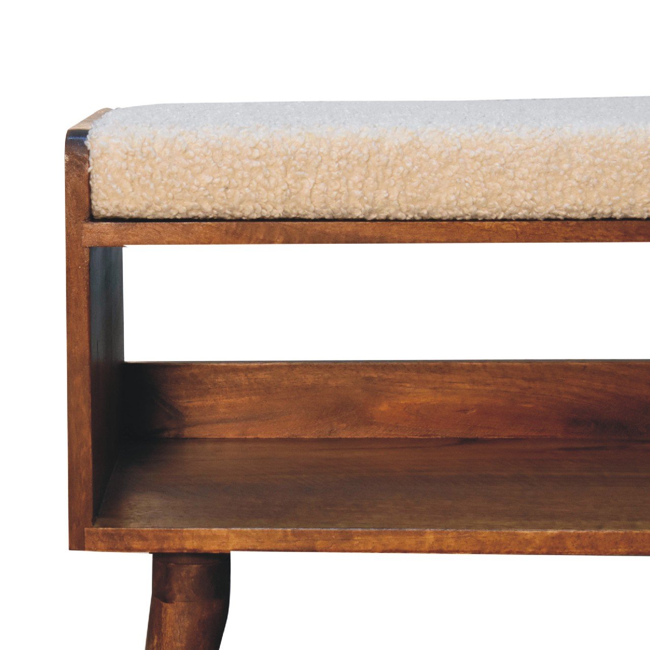 Boucle Nordic Storage Bench - The Sturdy Wood Company