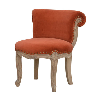 Brick Red Velvet Studded Chair - The Sturdy Wood Company