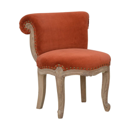 Brick Red Velvet Studded Chair - The Sturdy Wood Company