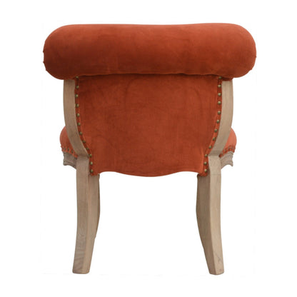 Brick Red Velvet Studded Chair - The Sturdy Wood Company