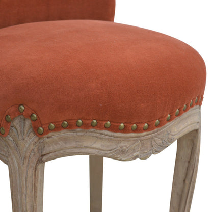 Brick Red Velvet Studded Chair - The Sturdy Wood Company