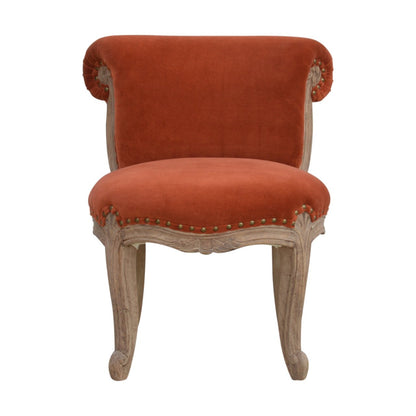 Brick Red Velvet Studded Chair - The Sturdy Wood Company