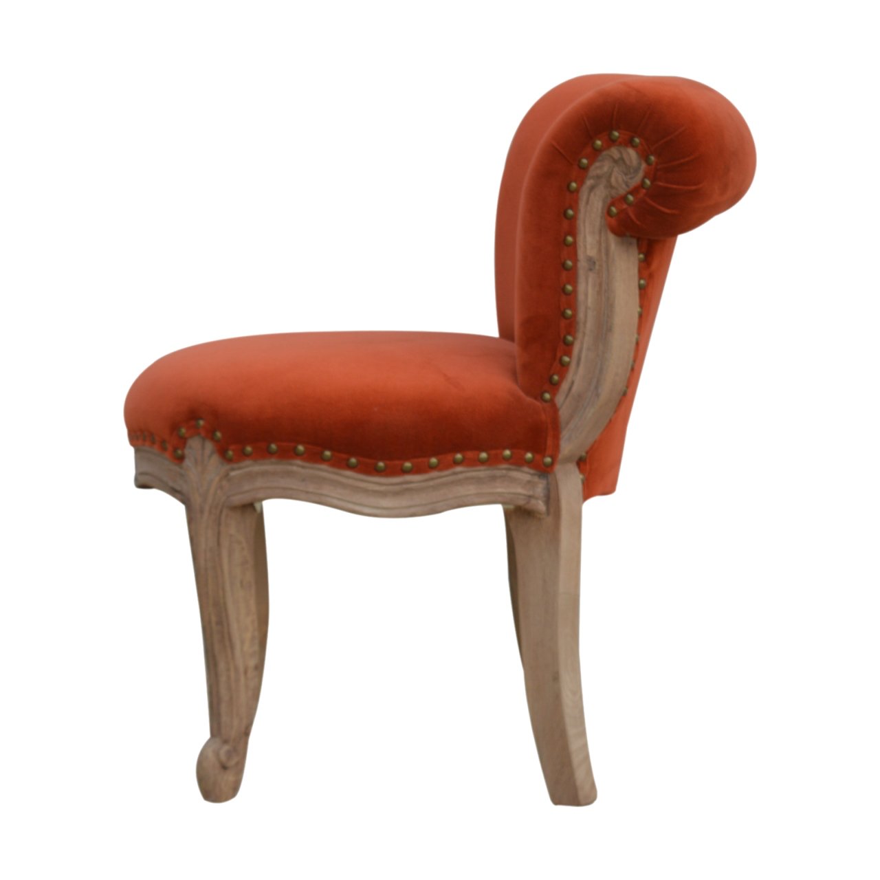 Brick Red Velvet Studded Chair - The Sturdy Wood Company