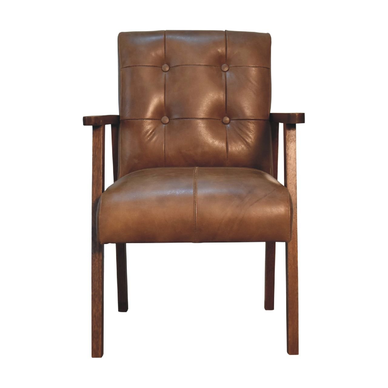 Brown Buffalo Leather Chair - The Sturdy Wood Company