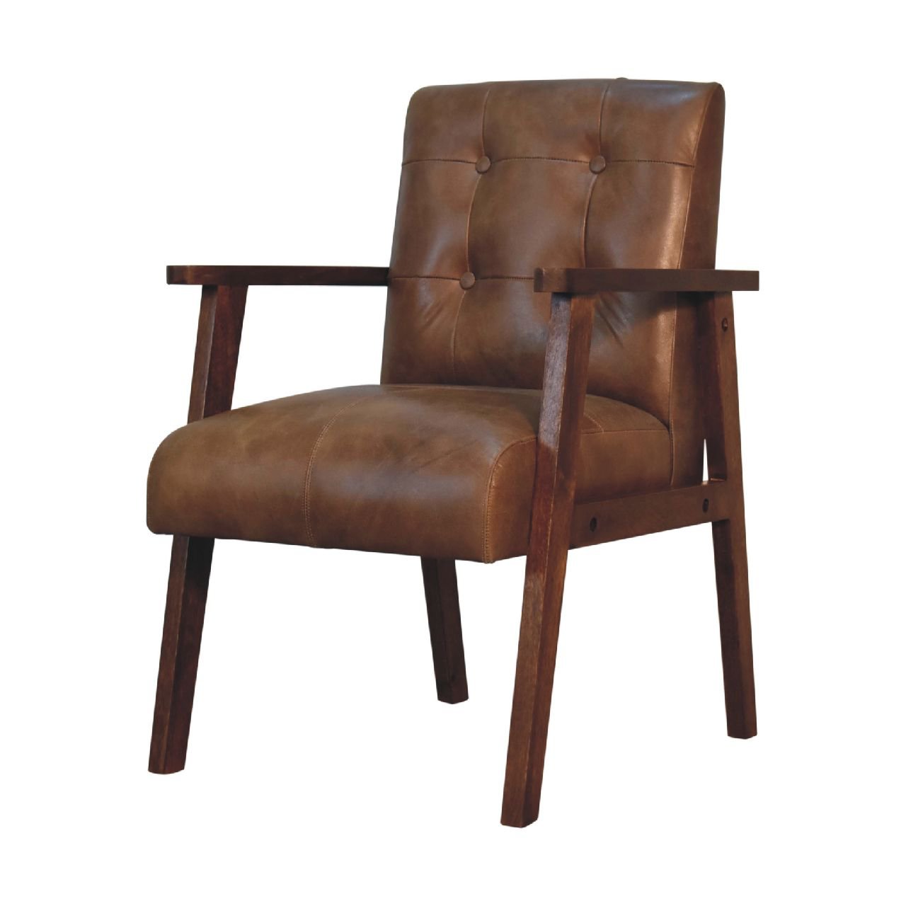 Brown Buffalo Leather Chair - The Sturdy Wood Company