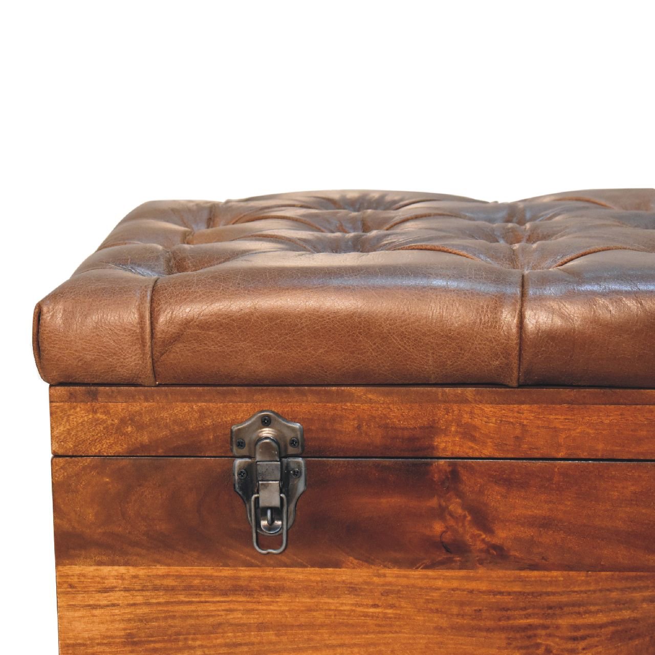 Buffalo Hide Chestnut Storage Trunk - The Sturdy Wood Company