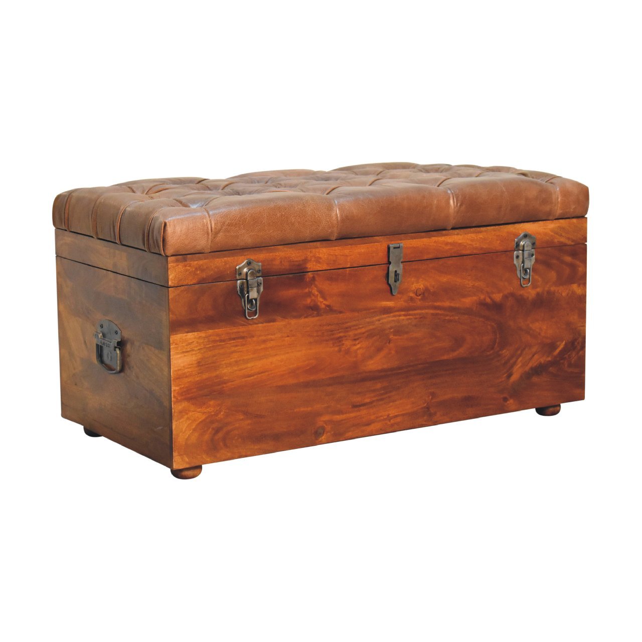 Buffalo Hide Chestnut Storage Trunk - The Sturdy Wood Company