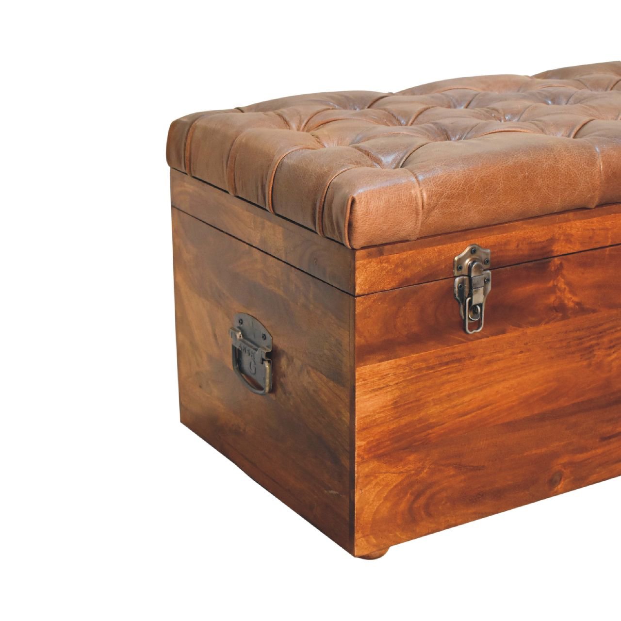 Buffalo Hide Chestnut Storage Trunk - The Sturdy Wood Company