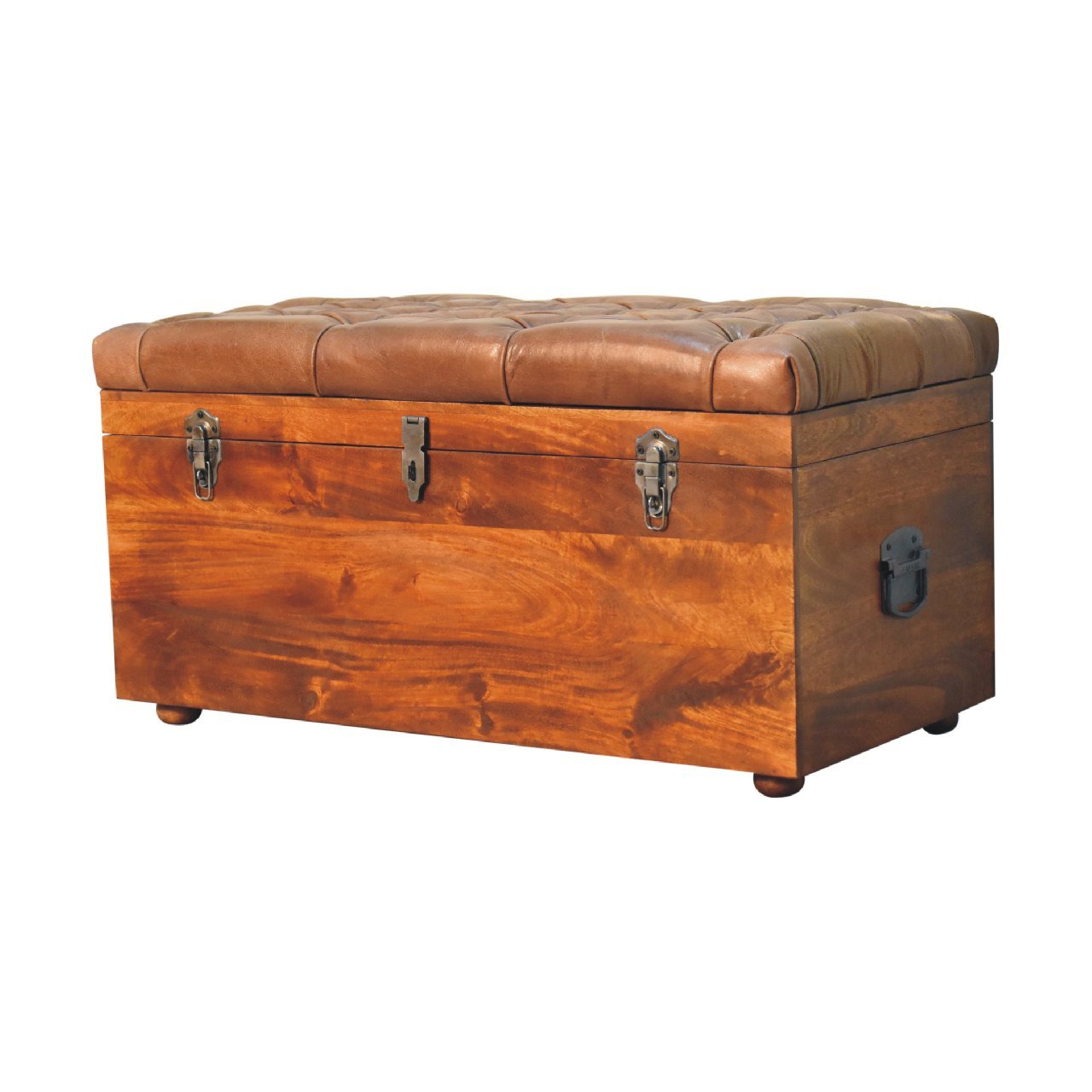 Buffalo Hide Chestnut Storage Trunk - The Sturdy Wood Company