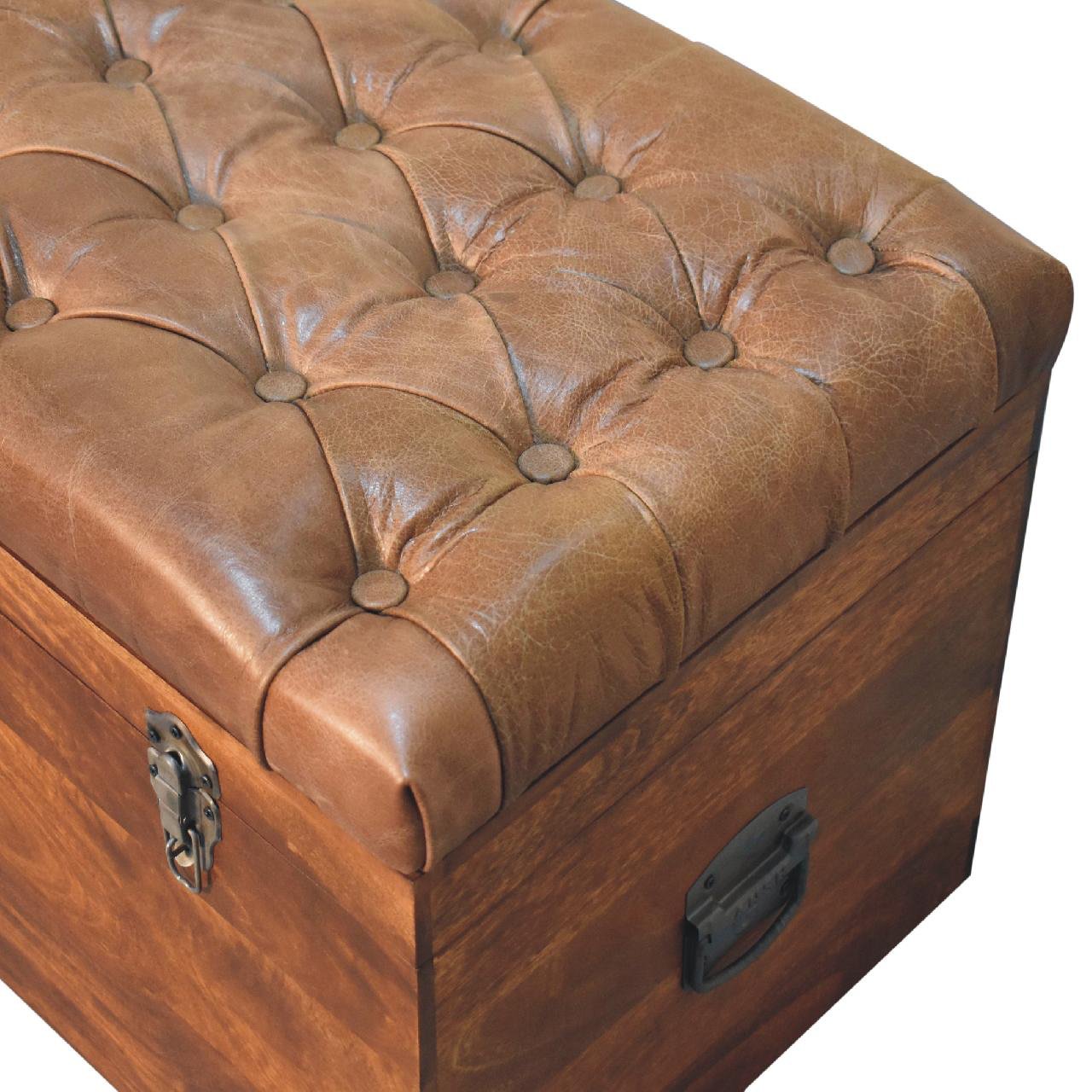 Buffalo Hide Chestnut Storage Trunk - The Sturdy Wood Company