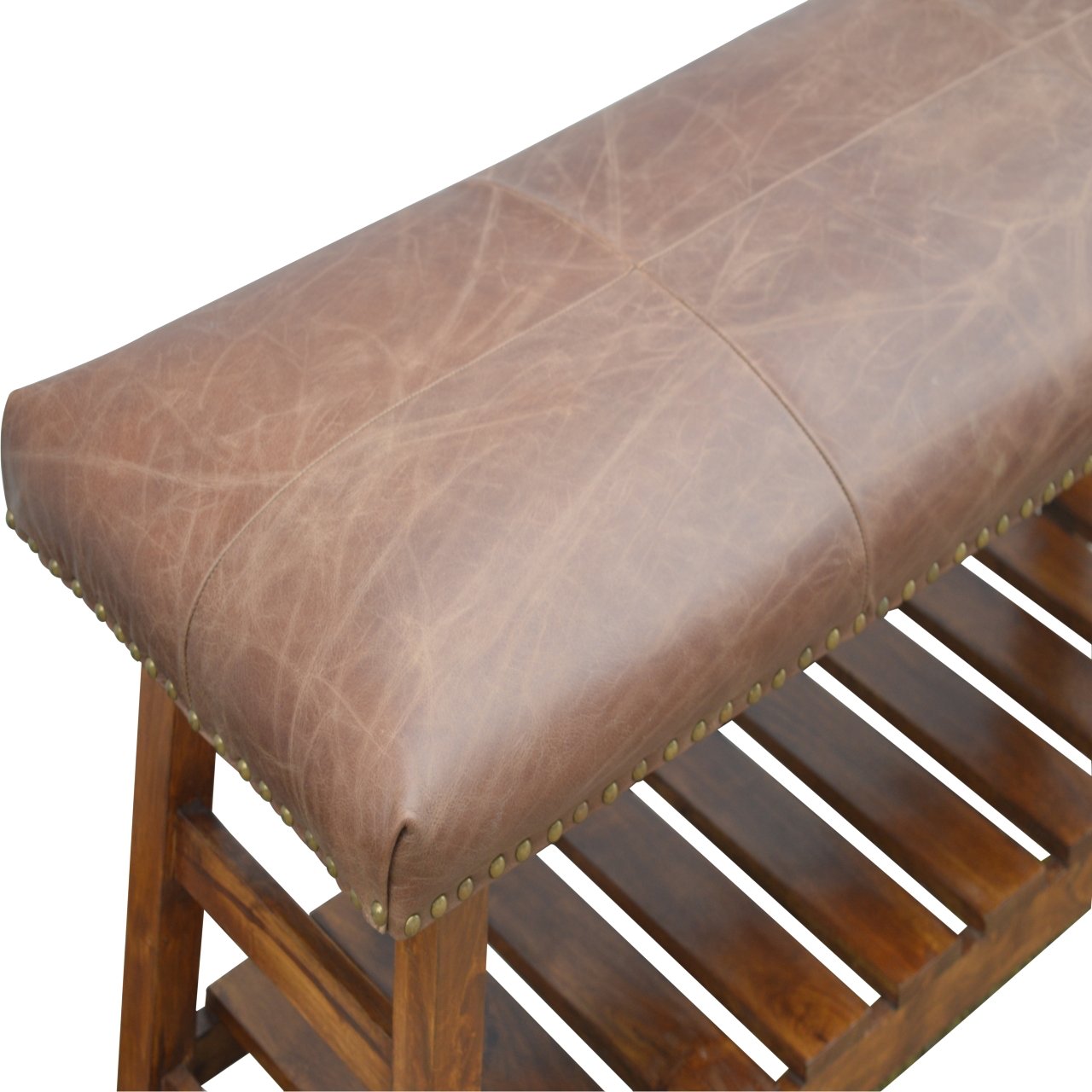 Buffalo Hide Hallway Bench - The Sturdy Wood Company