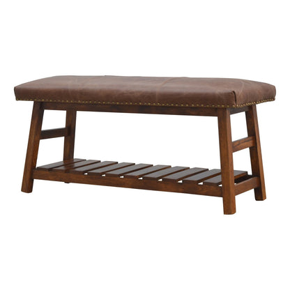 Buffalo Hide Hallway Bench - The Sturdy Wood Company