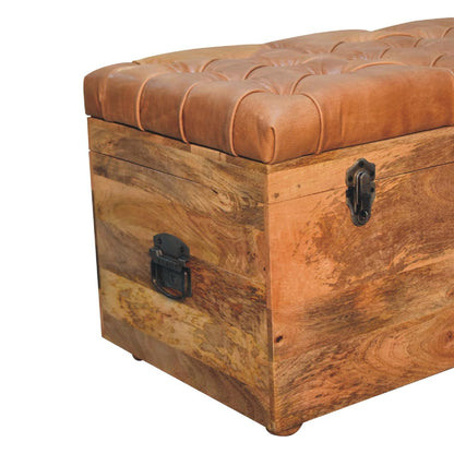 Buffalo Hide Oak-ish Storage Trunk - The Sturdy Wood Company