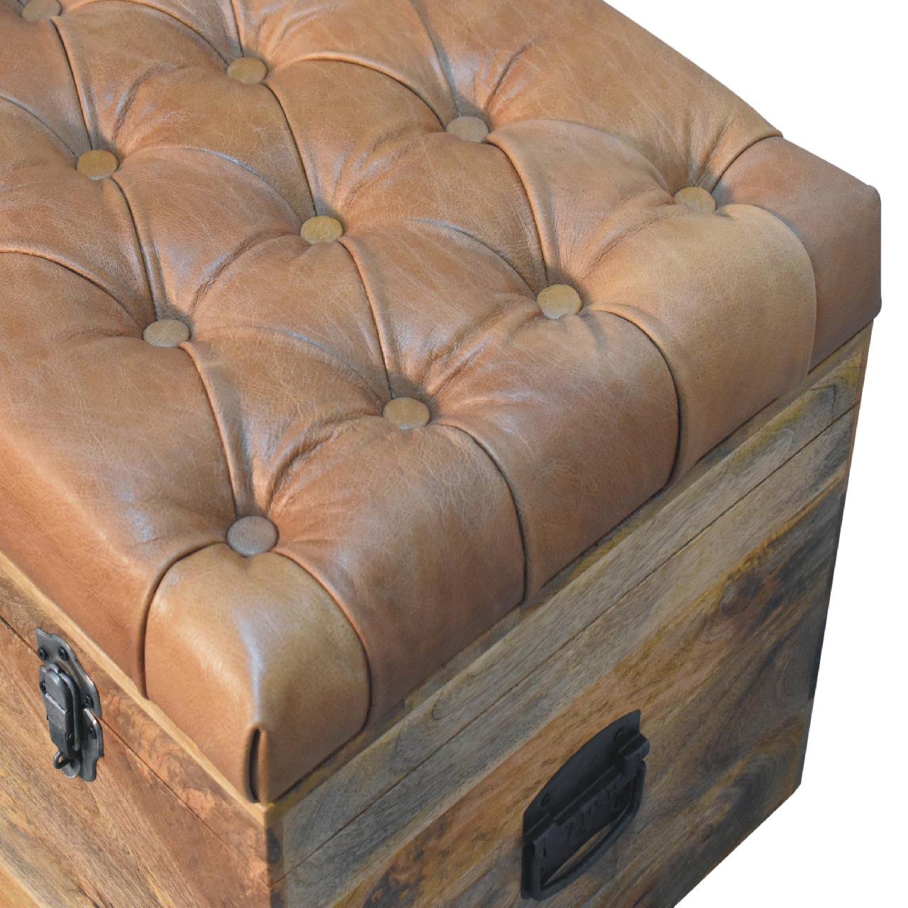 Buffalo Hide Oak-ish Storage Trunk - The Sturdy Wood Company