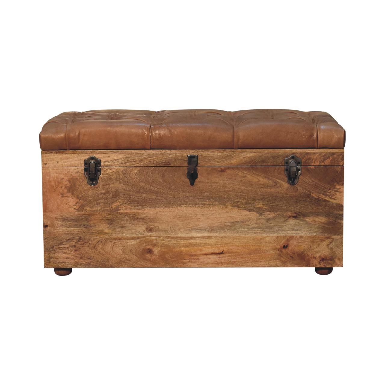 Buffalo Hide Oak-ish Storage Trunk - The Sturdy Wood Company