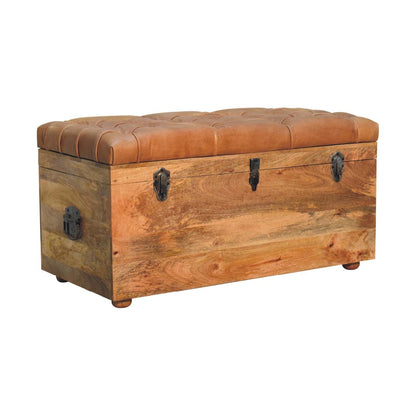 Buffalo Hide Oak-ish Storage Trunk - The Sturdy Wood Company