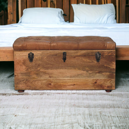 Buffalo Hide Oak-ish Storage Trunk - The Sturdy Wood Company