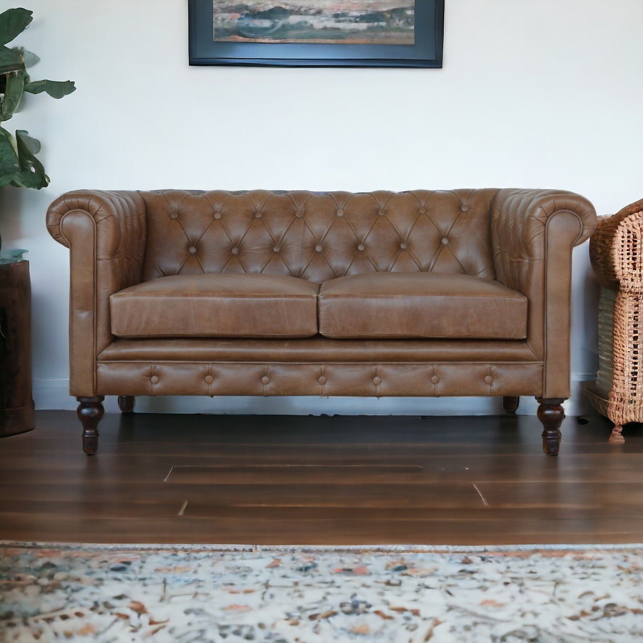 Buffalo Leather Chesterfield Sofa - The Sturdy Wood Company