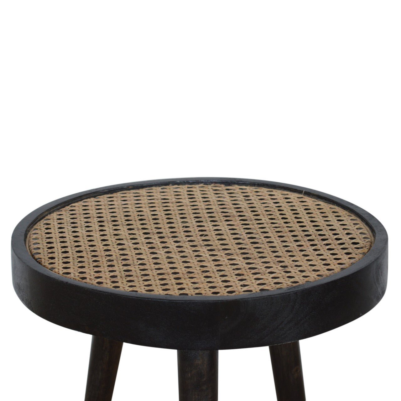 Carbon Black Rattan End Table - The Sturdy Wood Company