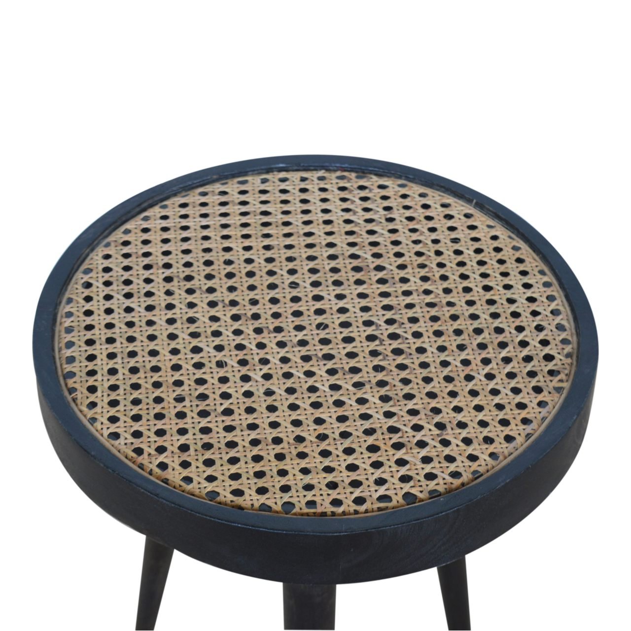 Carbon Black Rattan End Table - The Sturdy Wood Company