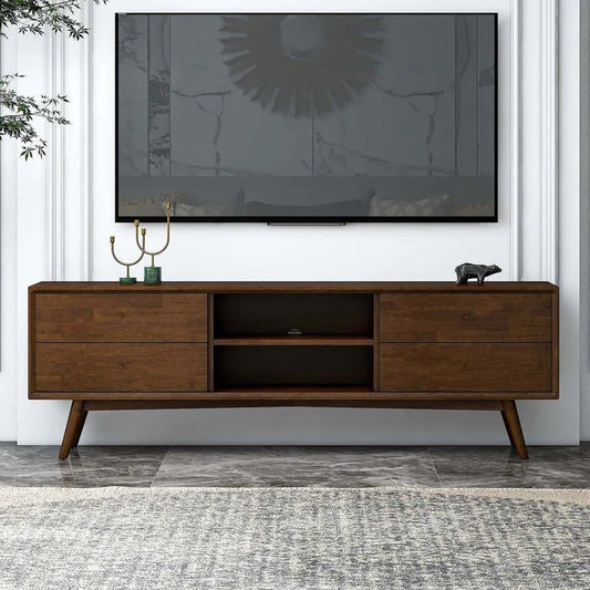 Caroline Mid Century Modern Style Walnut TV Stand Up To 72" - The Sturdy Wood Company