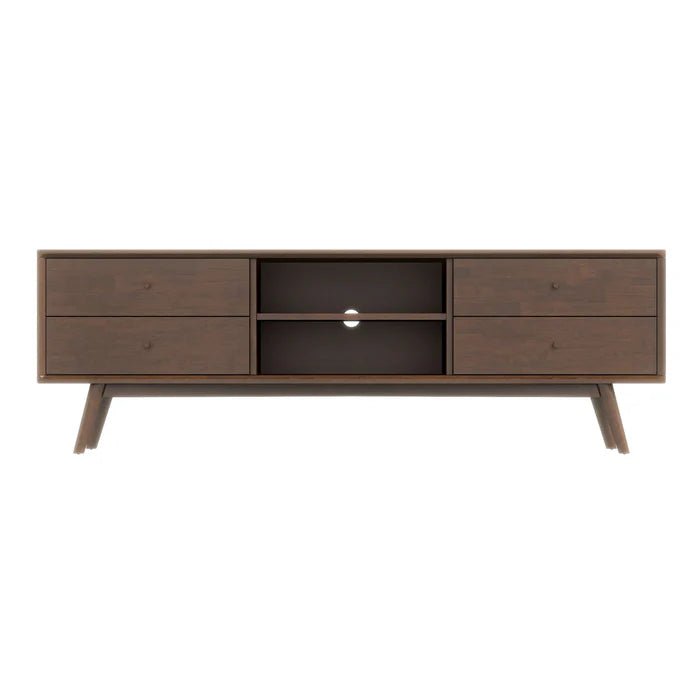 Caroline Mid Century Modern Style Walnut TV Stand Up To 72" - The Sturdy Wood Company