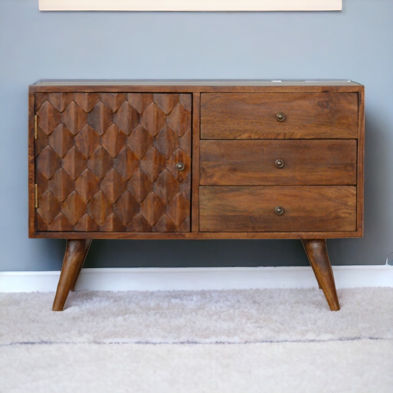 Carved Chestnut Sideboard - The Sturdy Wood Company