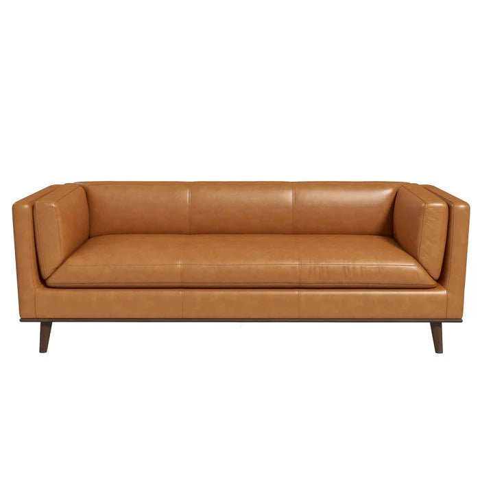 Cassidy Tan Genuine Leather Couch - The Sturdy Wood Company